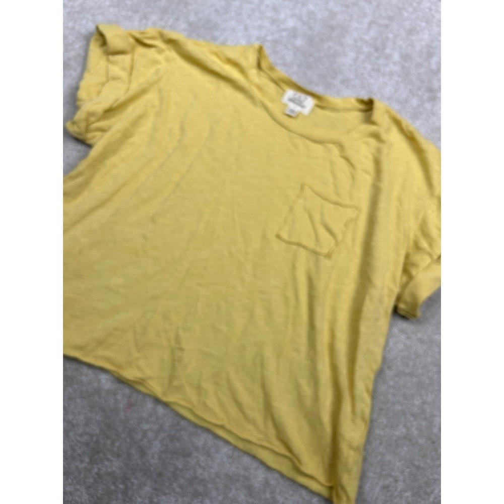 PST Los Angeles Women's‎ Yellow XL Cotton Pocket Cuffed Sleeve Top Tee